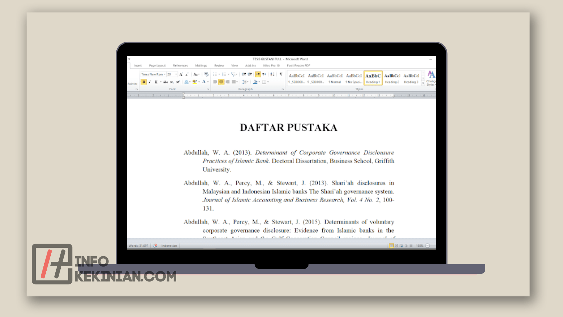 Komponen pada Daftar Pustaka